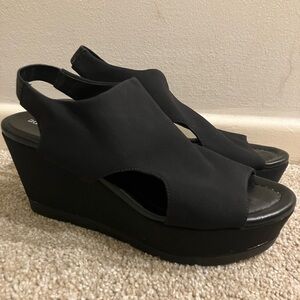 Black Women's Wedge Slingback Sandals